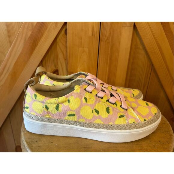 Spenco Sneakers 8.5B Malibu Lace Slip On Yellow Lemon Canvas Orthotic Shoes - Picture 1 of 9